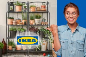 Scaffale IKEA LÄCKÖ alto in metallo grigio per balcone e giardino