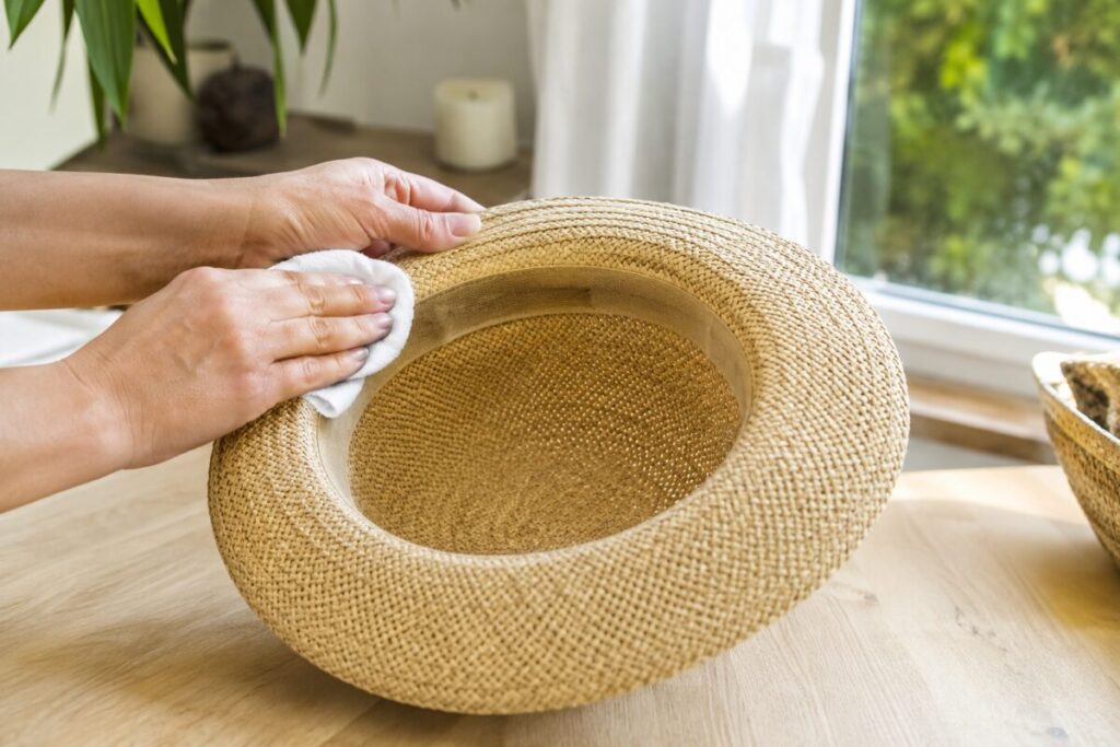 Cappello di paglia con aloni di sudore? Pulisci la fascia senza inzuppare la tesa