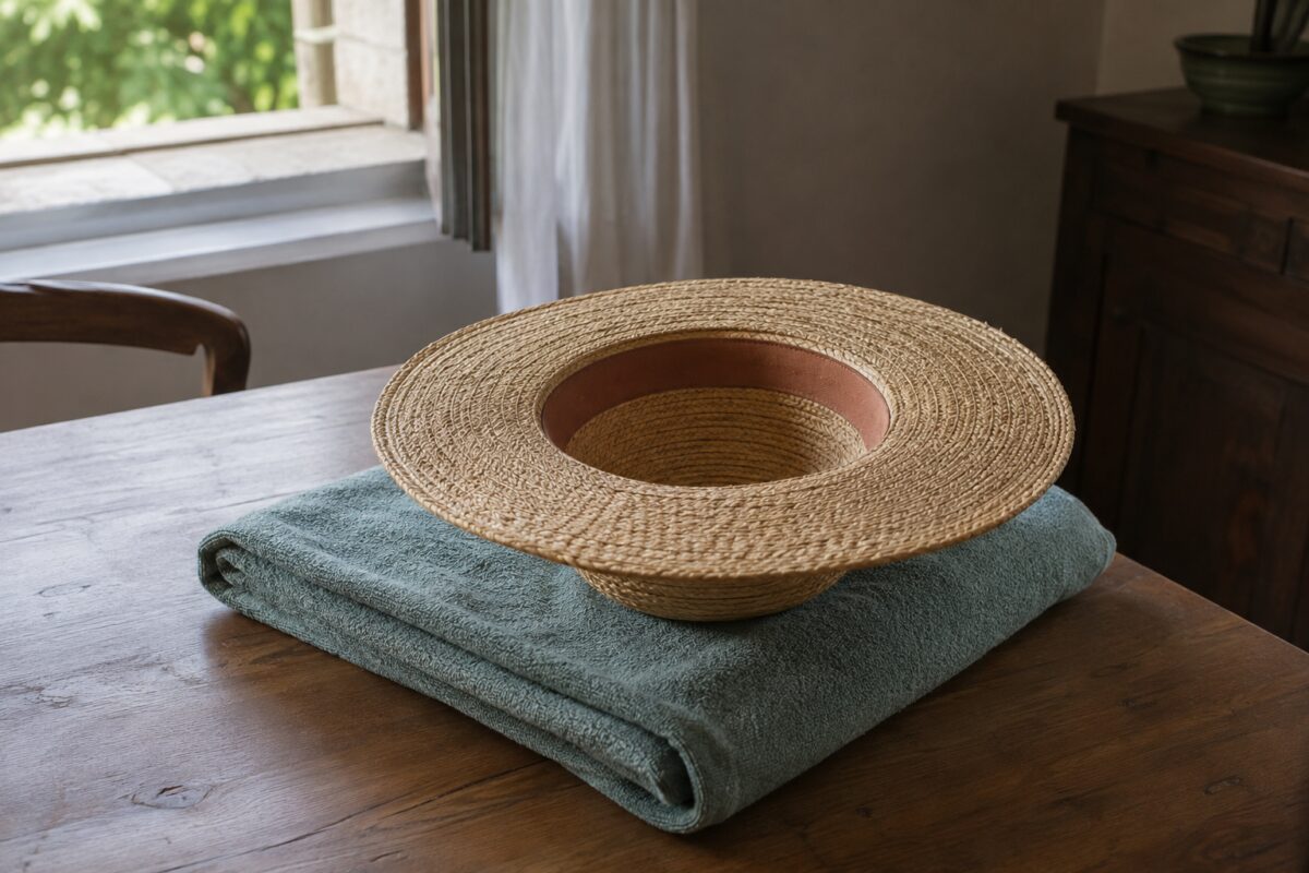 Cappello di paglia lasciato asciugare all’ombra
