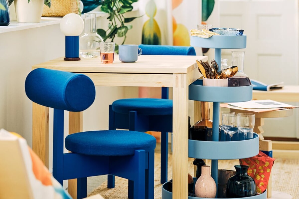 Dettaglio dei ripiani rotondi del carrello IKEA PS 2026