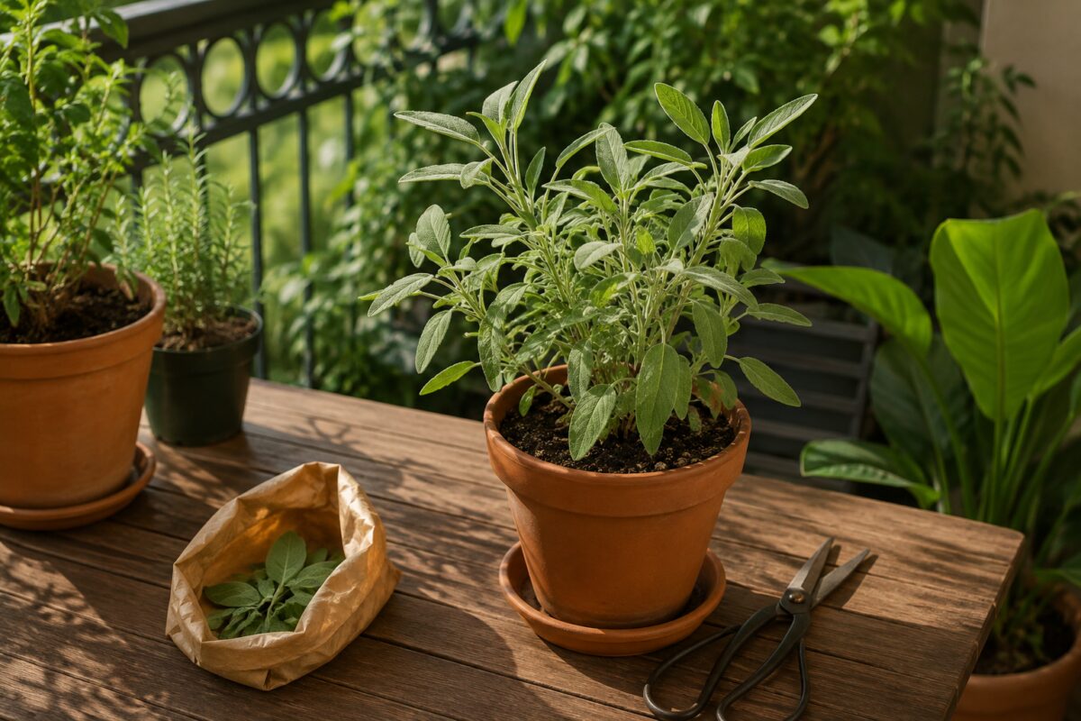 Vaso di salvia spostato in una zona ventilata